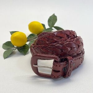 Vintage Reddish Brown Braided Woven Leather Belt Size 30 Fits 26" - 32" Approx